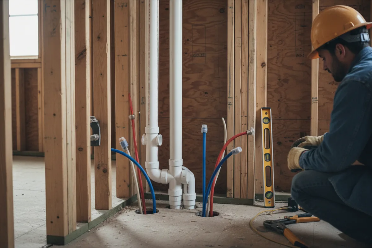 Drain and supply rough-in during Leak Detection in Ernul